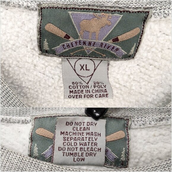 Vtg Cheyenne River Vail Sweatshirt Mens Grey Long Sleeve Embroidered Size XL - Picture 4 of 9